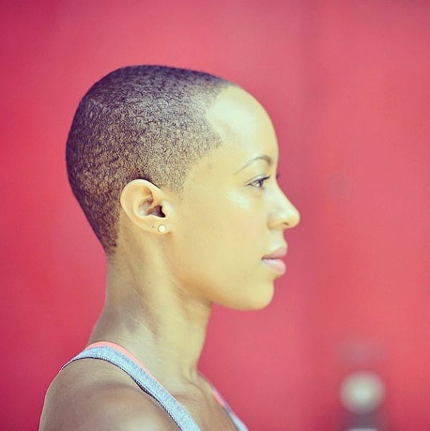 black woman with short hair side profile